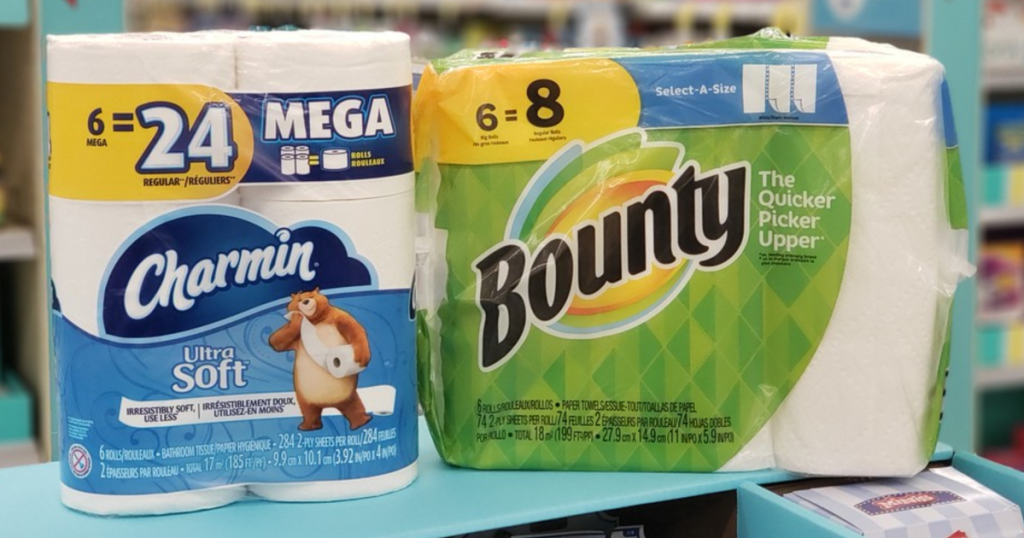 Charmin and Bounty Products on Counter at Walgreens