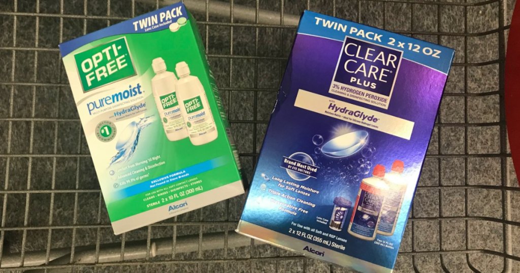 clear care and opti free boxes in cart