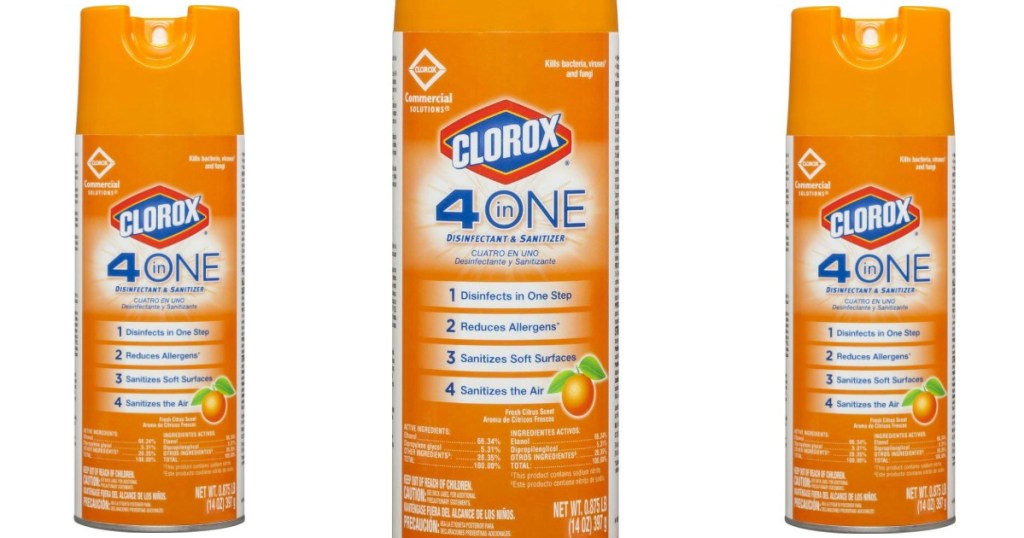 cans of clorox 4-in-1 disinfectant spray
