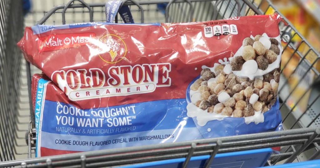 large bag of cold stone creamery cookie dough cereal in cart