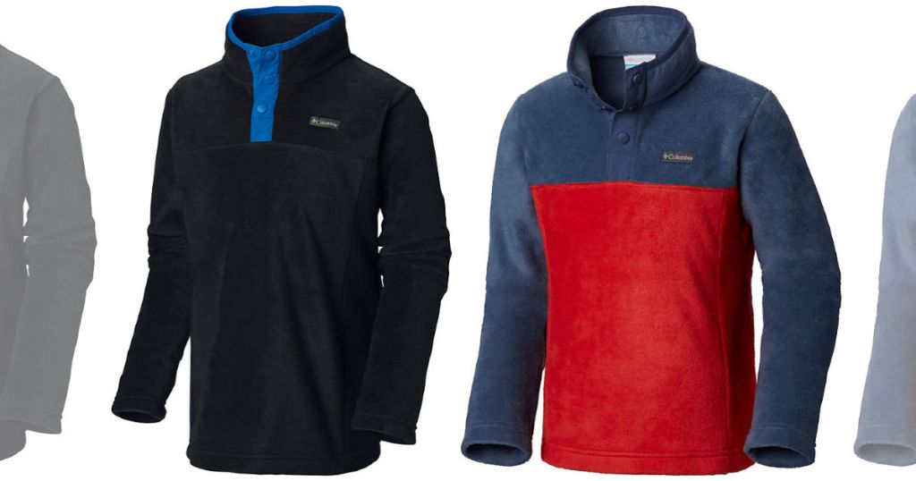 blue and black or red and blue Columbia Boys Flattop Ridge Half Snap Fleece