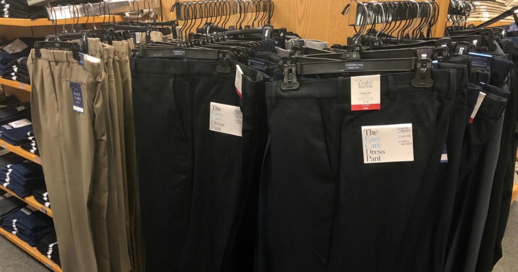 Men's Dress pants on rack at store