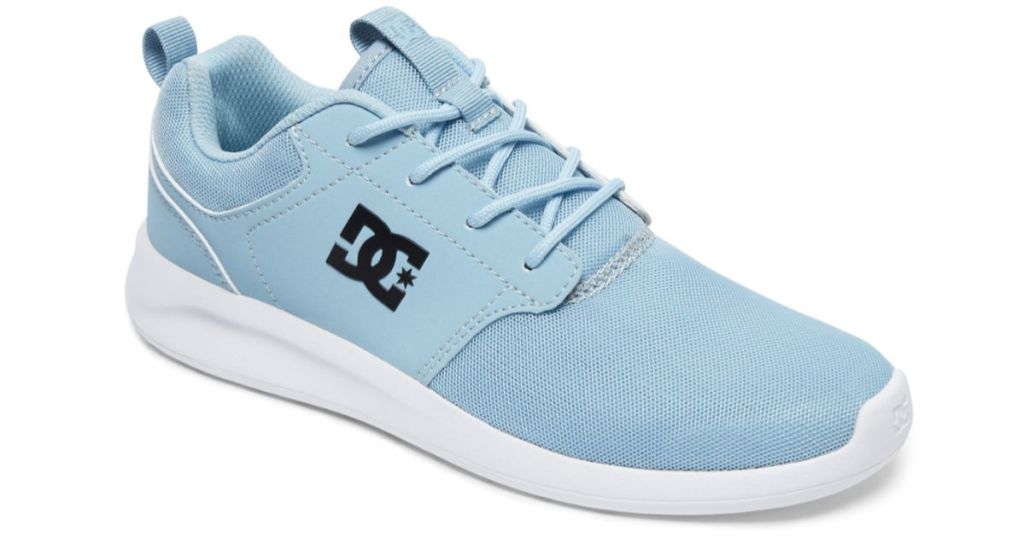 DC light blue, and white with black logo womens shoe