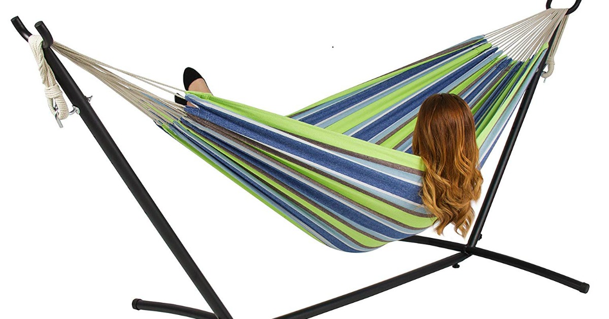 Double Hammock W  Steel Stand & Carrying Case Just $50 Shipped