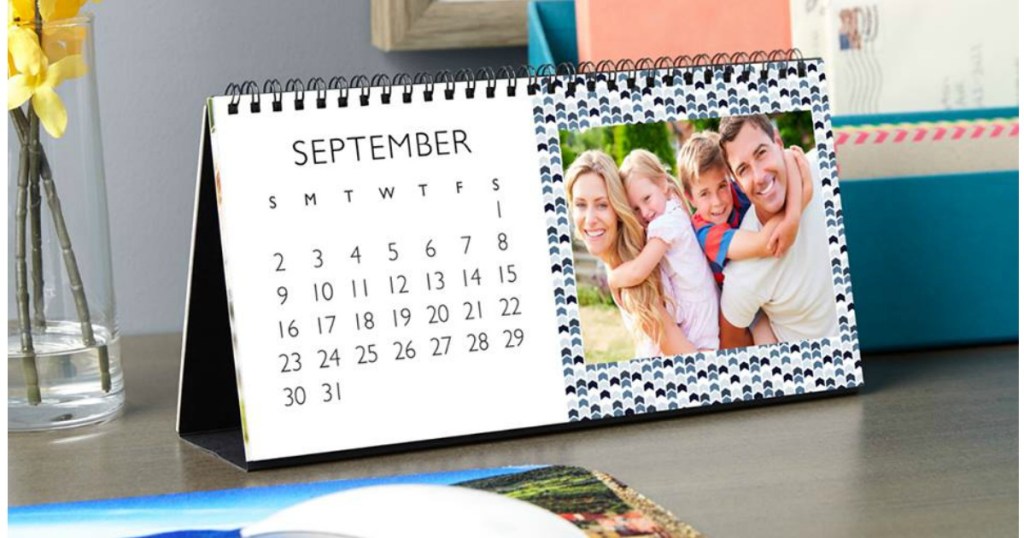 desktop calendar with personalized pic on desk