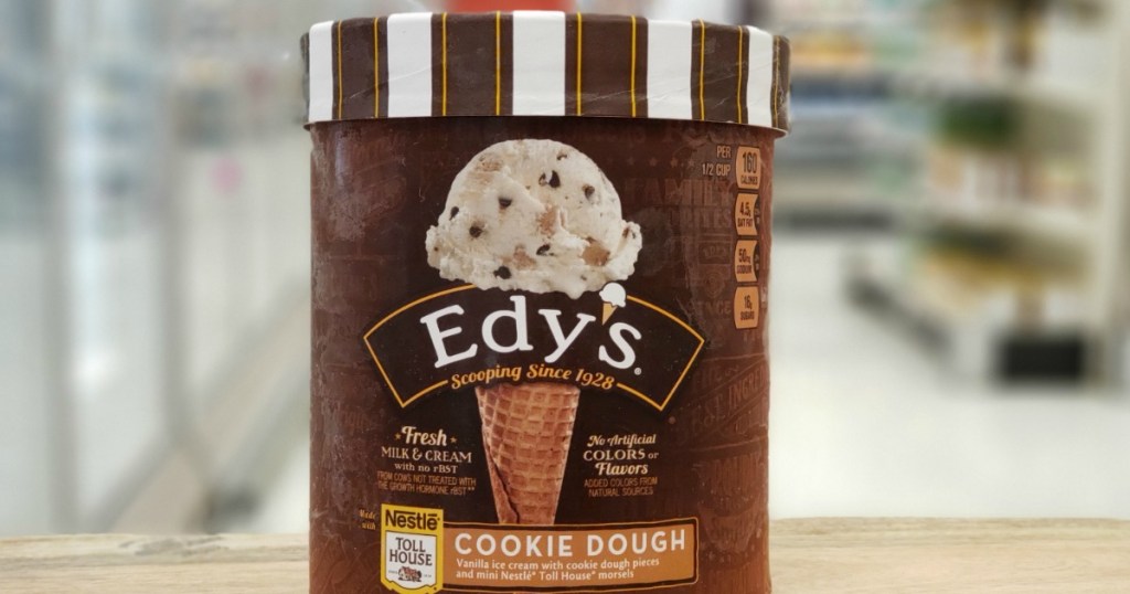 Edy's Ice Cream container on a tray