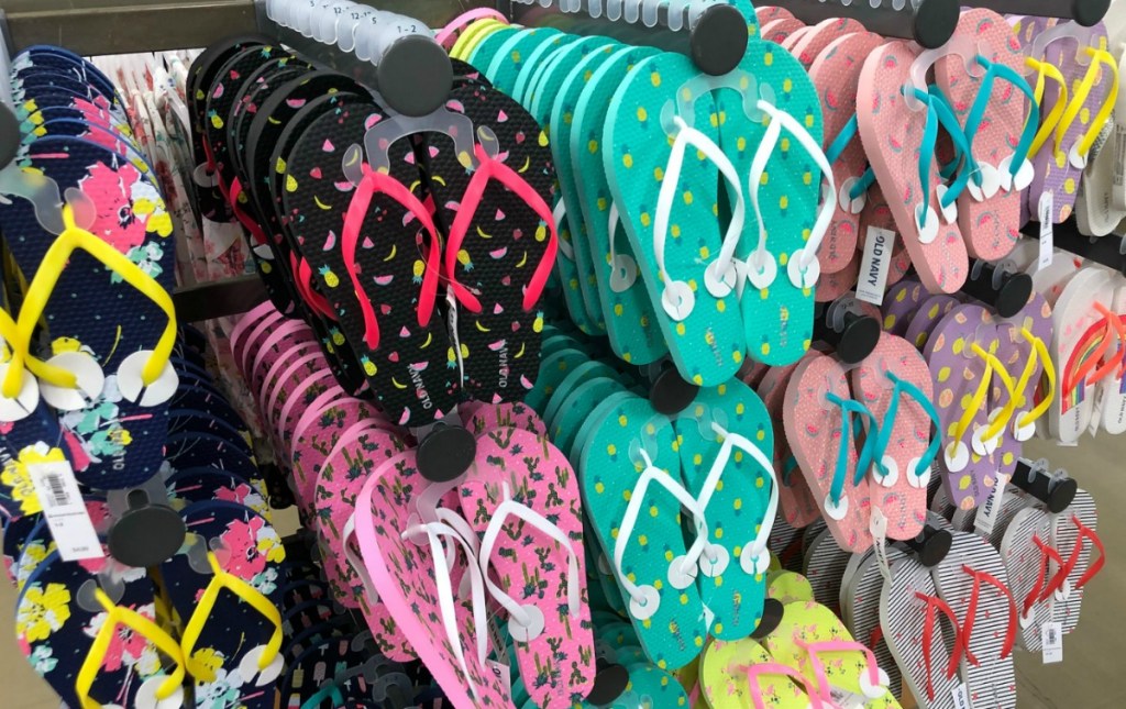 printed flip flops for girls at Old Navy