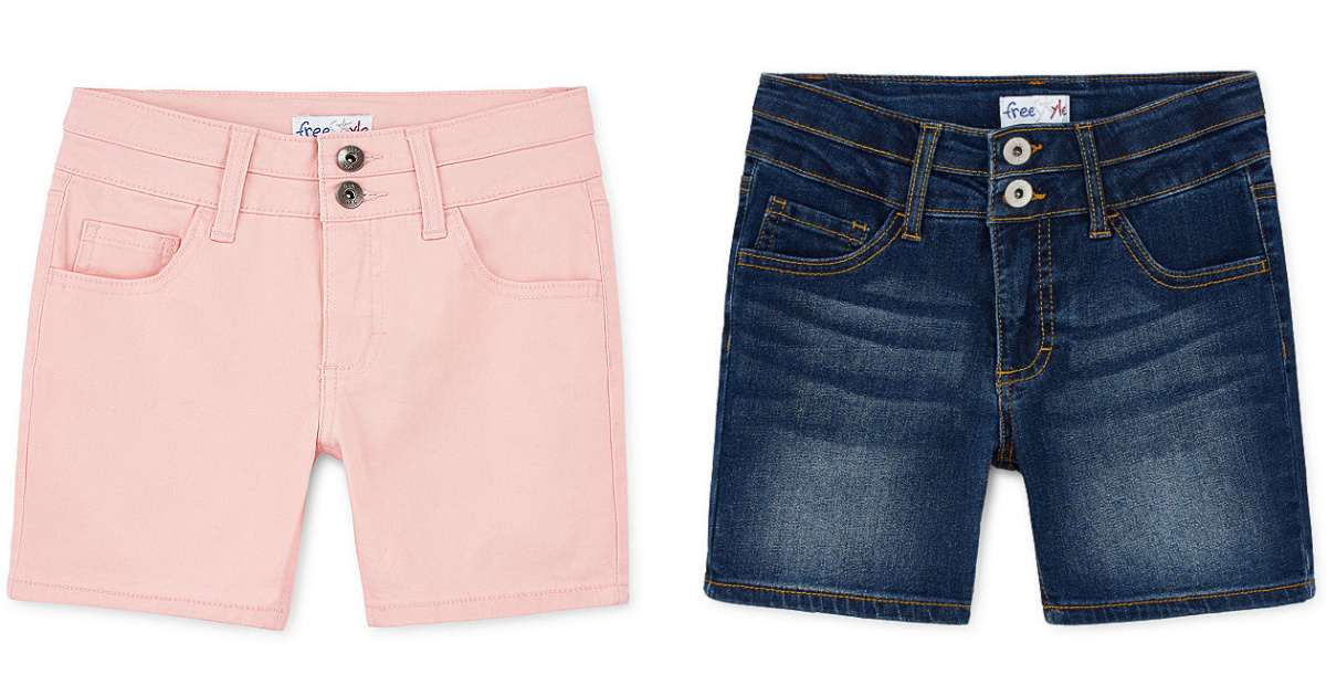 girls pink and jean shorts