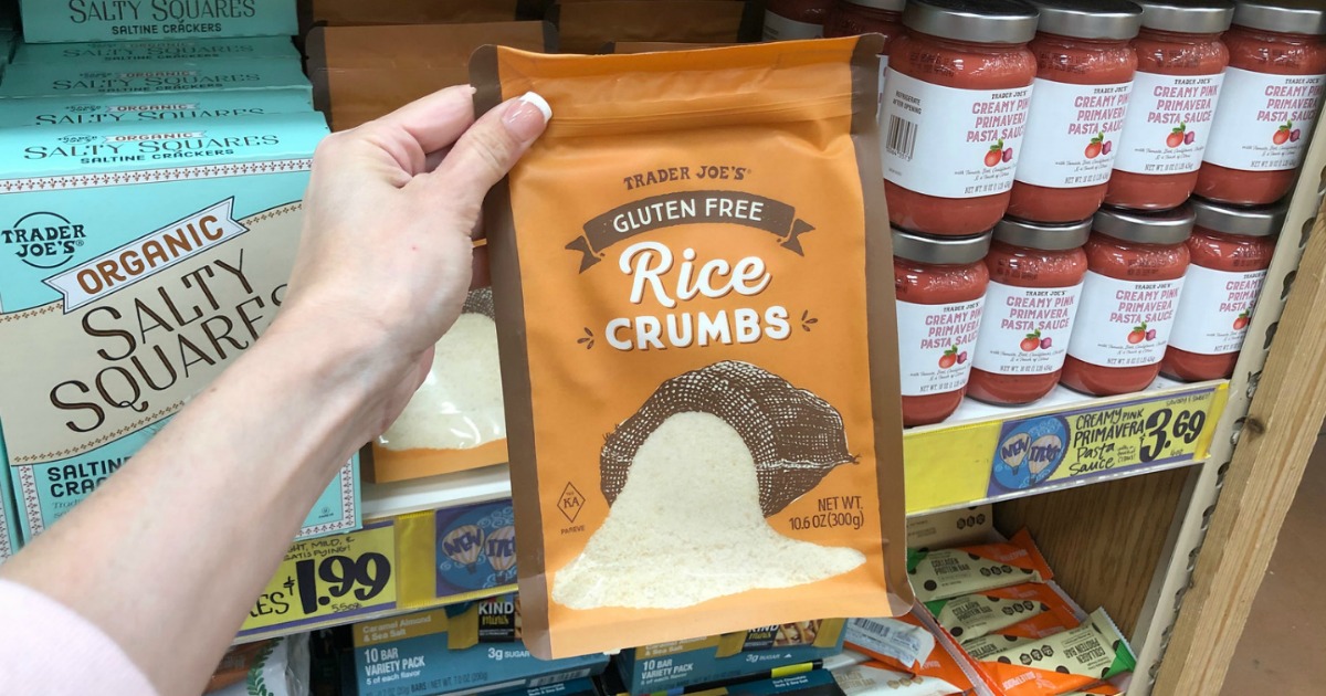 hand holding rice crumbs