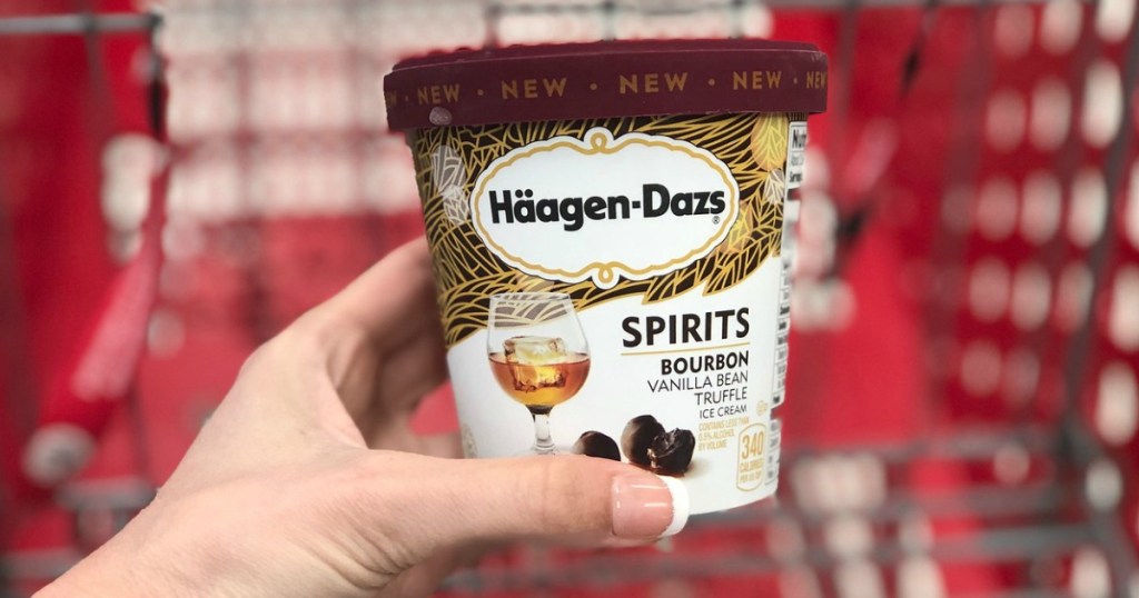 hand holding haagen-dazs spirits ice cream in store