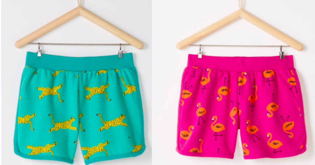 Hanna Andersson colorful shorts with cheetahs and flamingos 