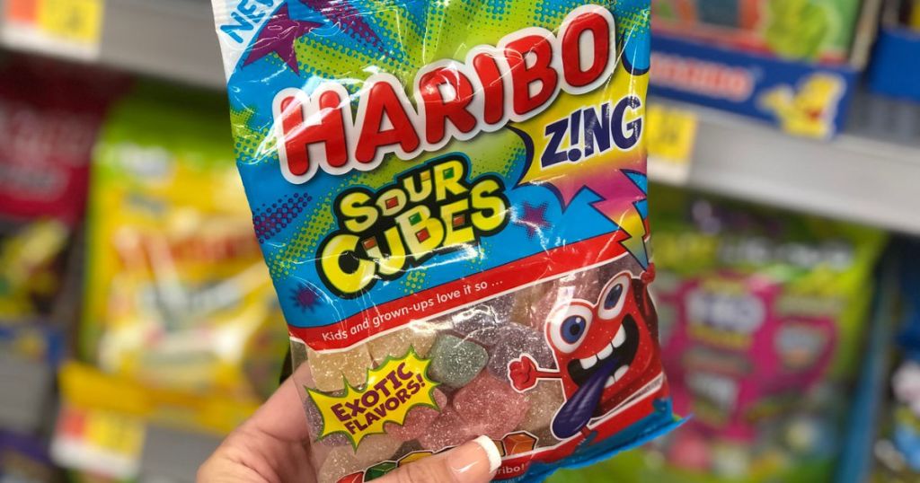 bag of haribo sour cubes candy at store