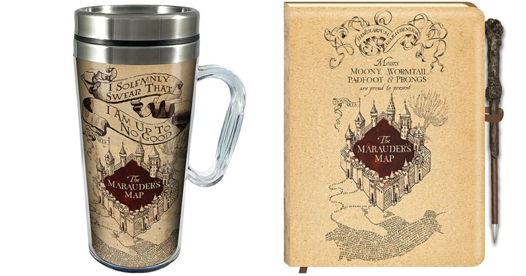 Harry Potter I solemnly swear that I am up to no good tumbler mug and Marauder's Map Journal