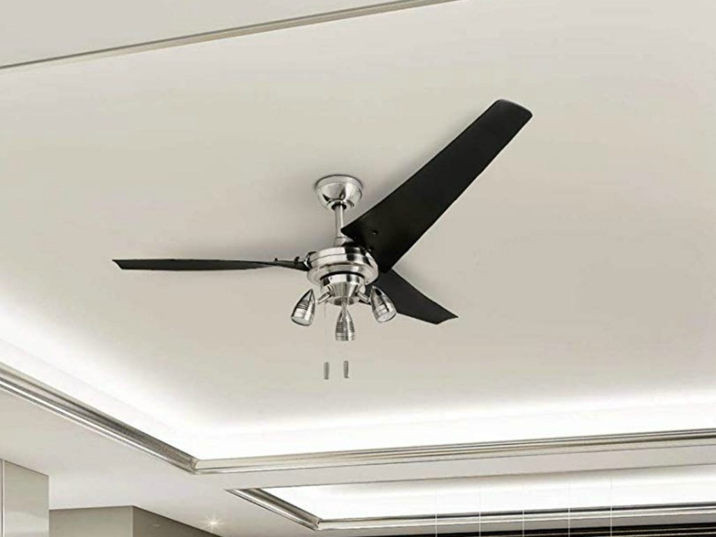 black three blade fan with light fixture