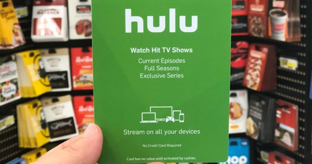 Hand holding Hulu gift card