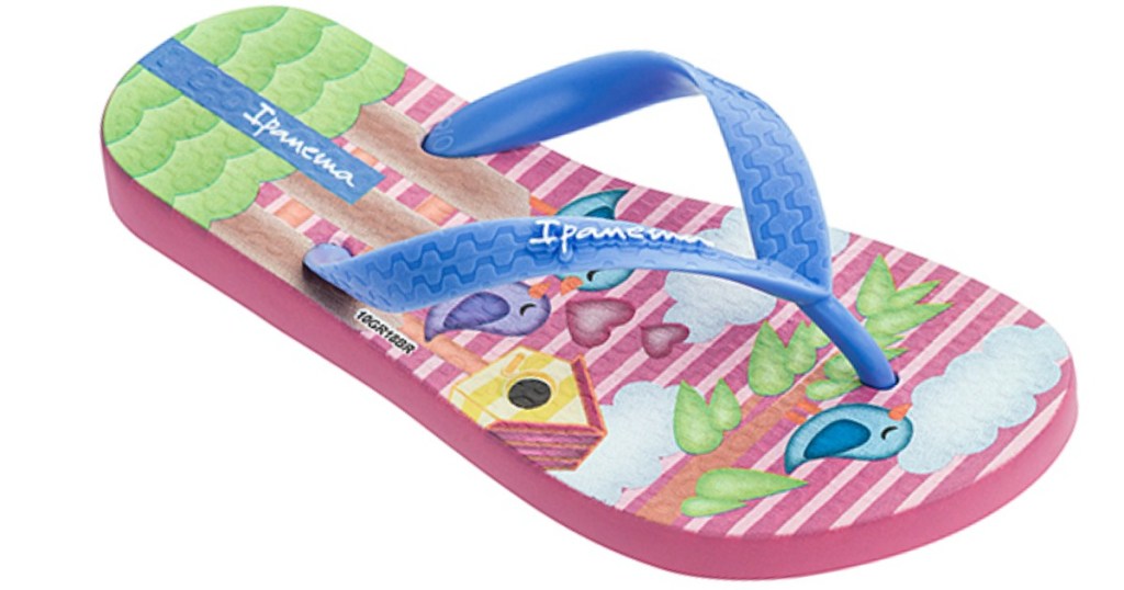 Ipanema Kids Fun V Flip Flops bird with birdhouse print