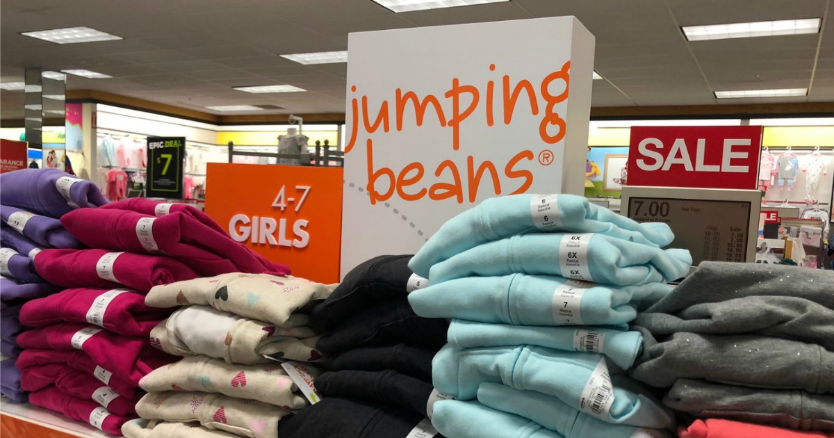 jumping beans hoodies on display shelf at Kohl's