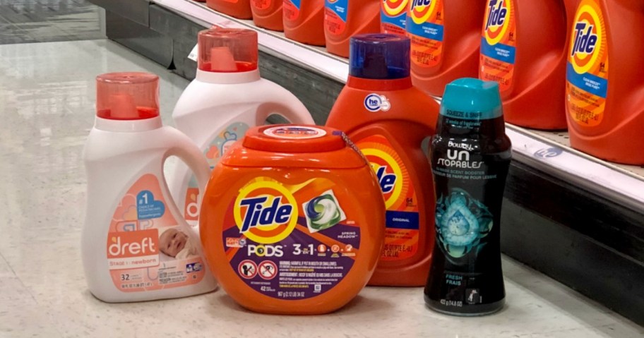Tide Downy Dreft Laundry Products on laundry aisle floor at Target