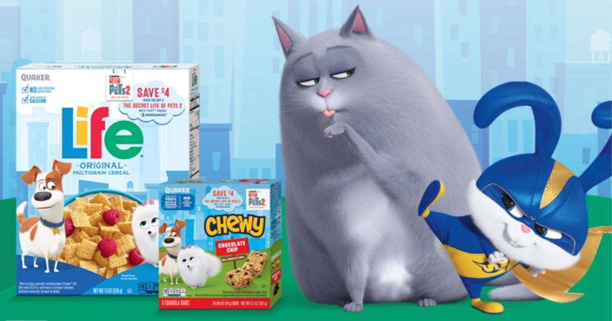 life cereal, chewy granola bars and secret life of pets 2