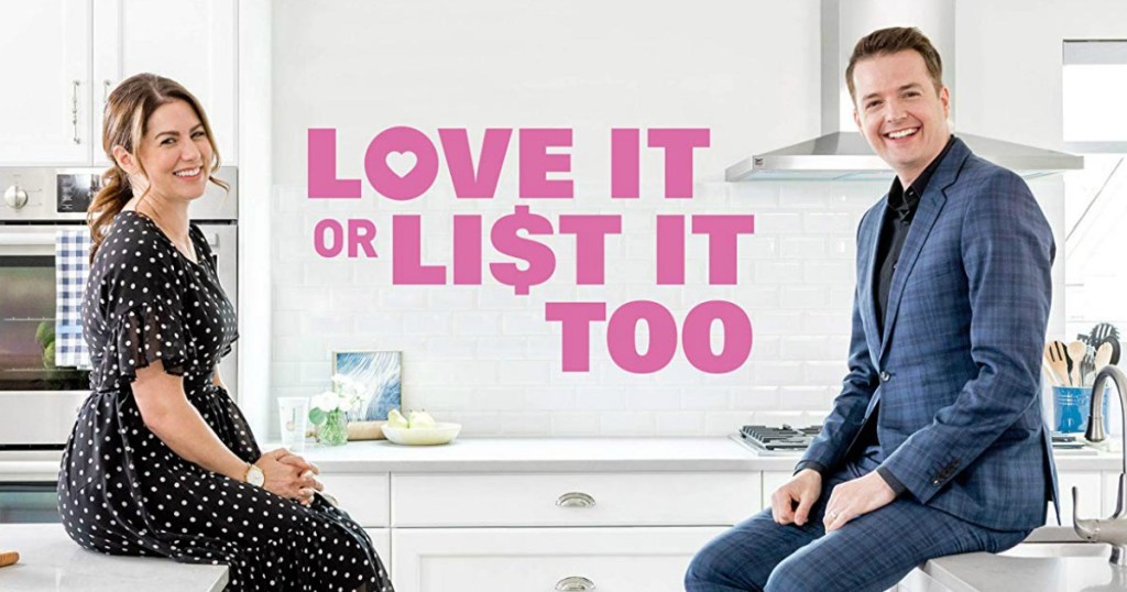Love it or list it show hosts sitting on counter