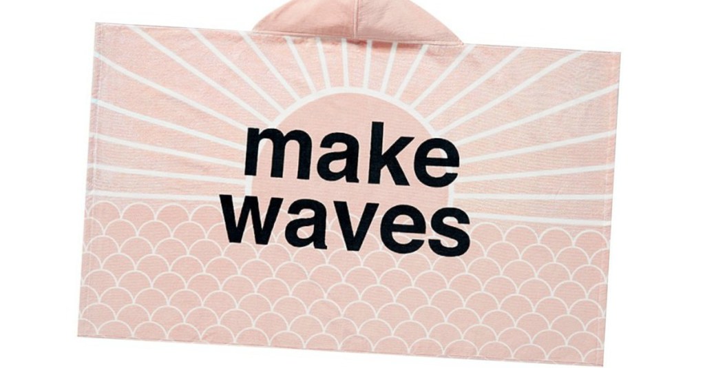 pink beach wrap with make waves written on it