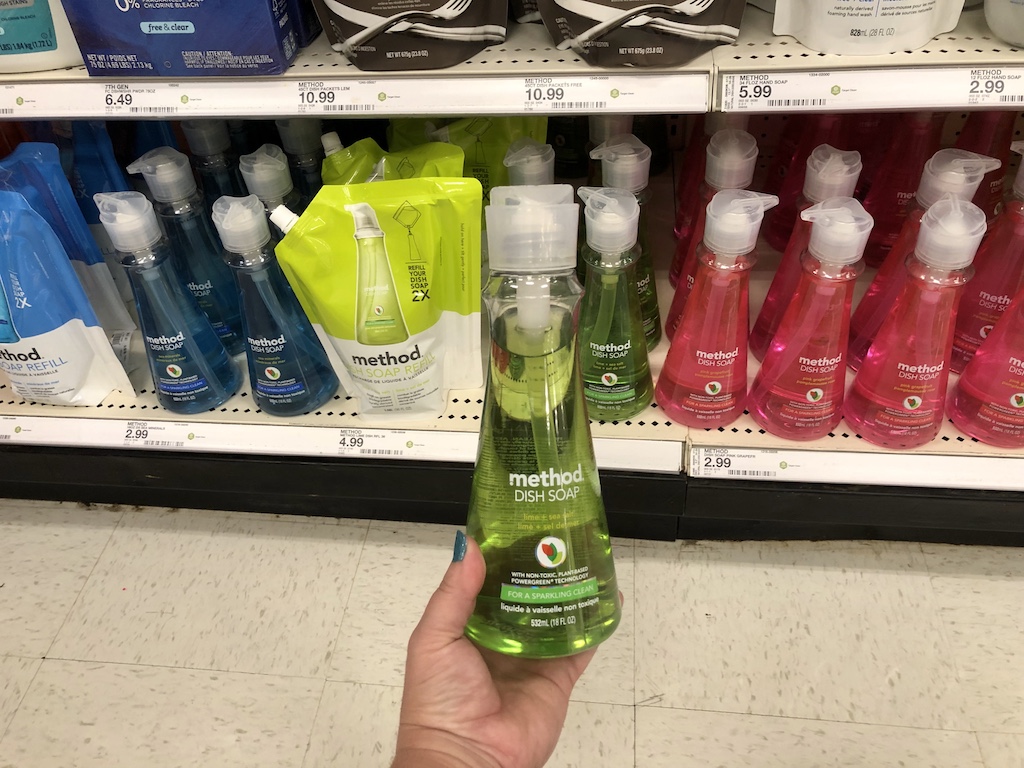 Method Dish Soap being held by a woman's hand