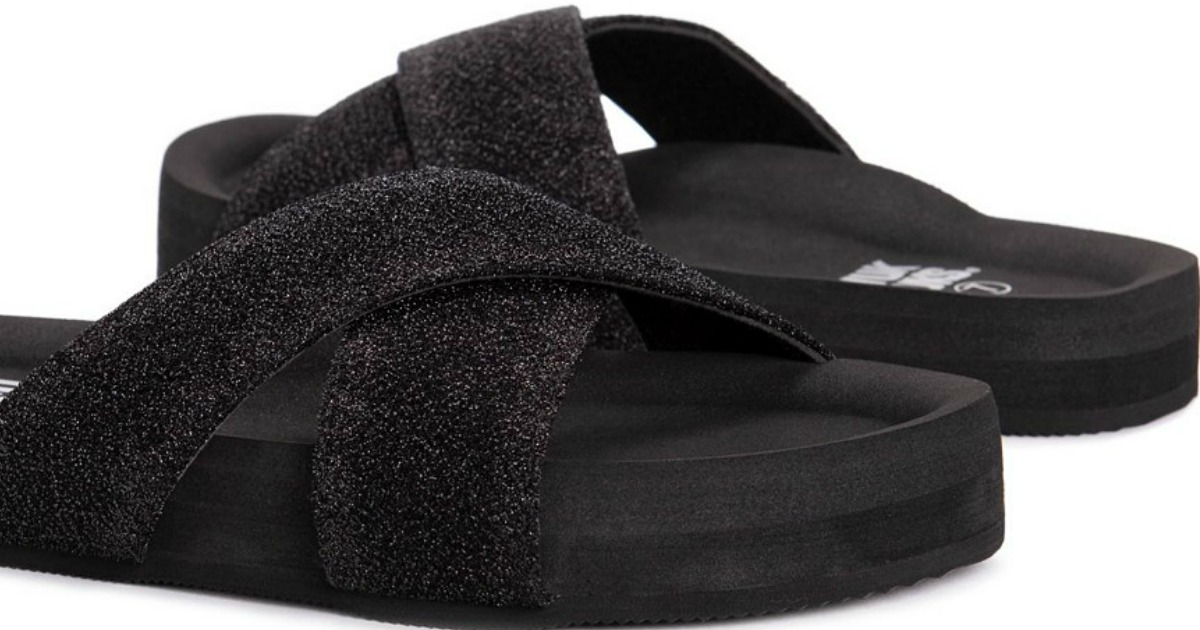 Muk Luks Teagan black cross-strap sandals