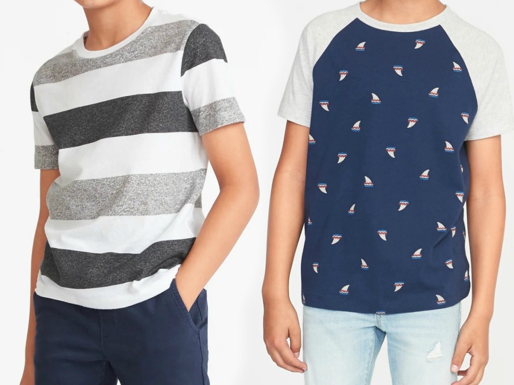 boy's t-shirts stripes and summer print