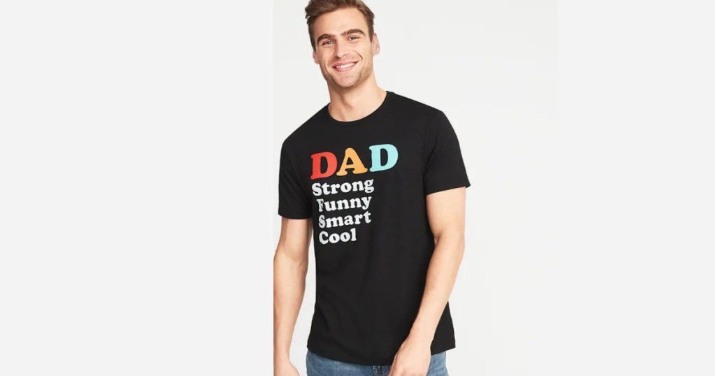 man wearing DAD shirt 