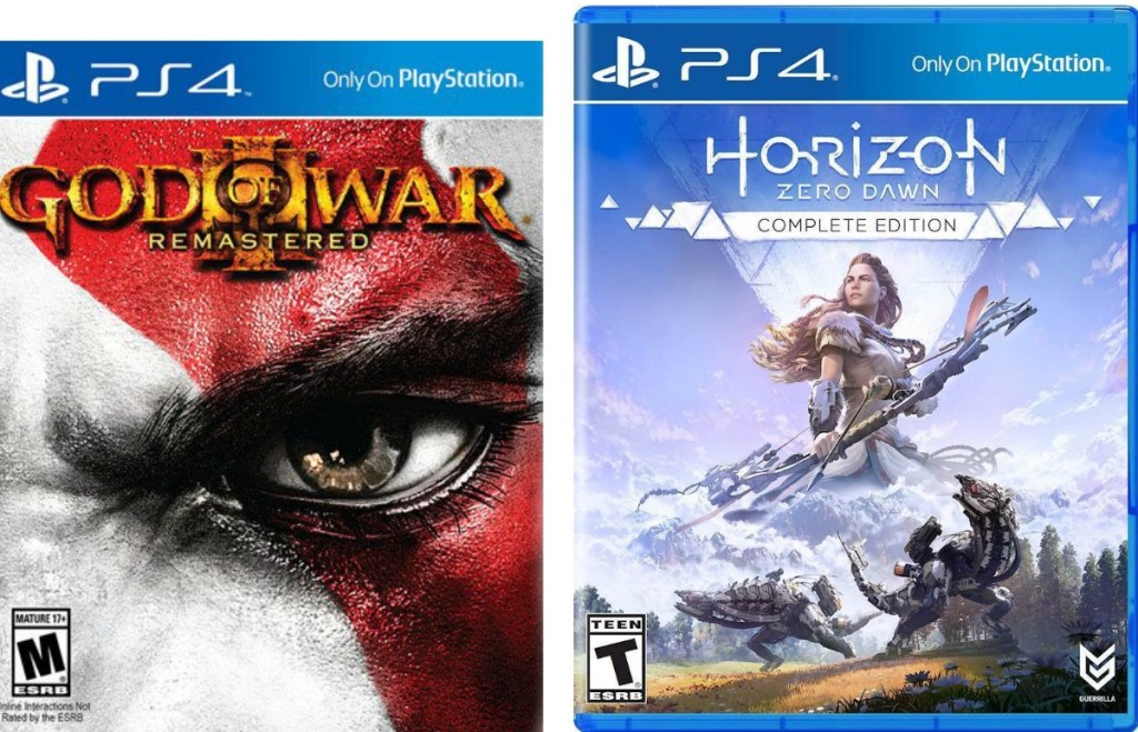 two playstation 4 games god of war and horizon