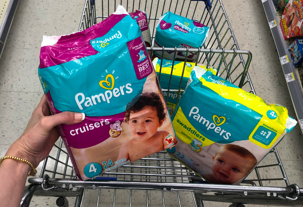 Pampers Cruisers Jumbo Pack in Walgreens shopping cart