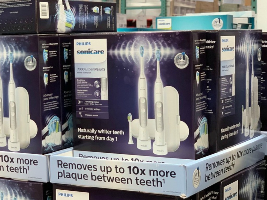box with electric toothbrushes in store