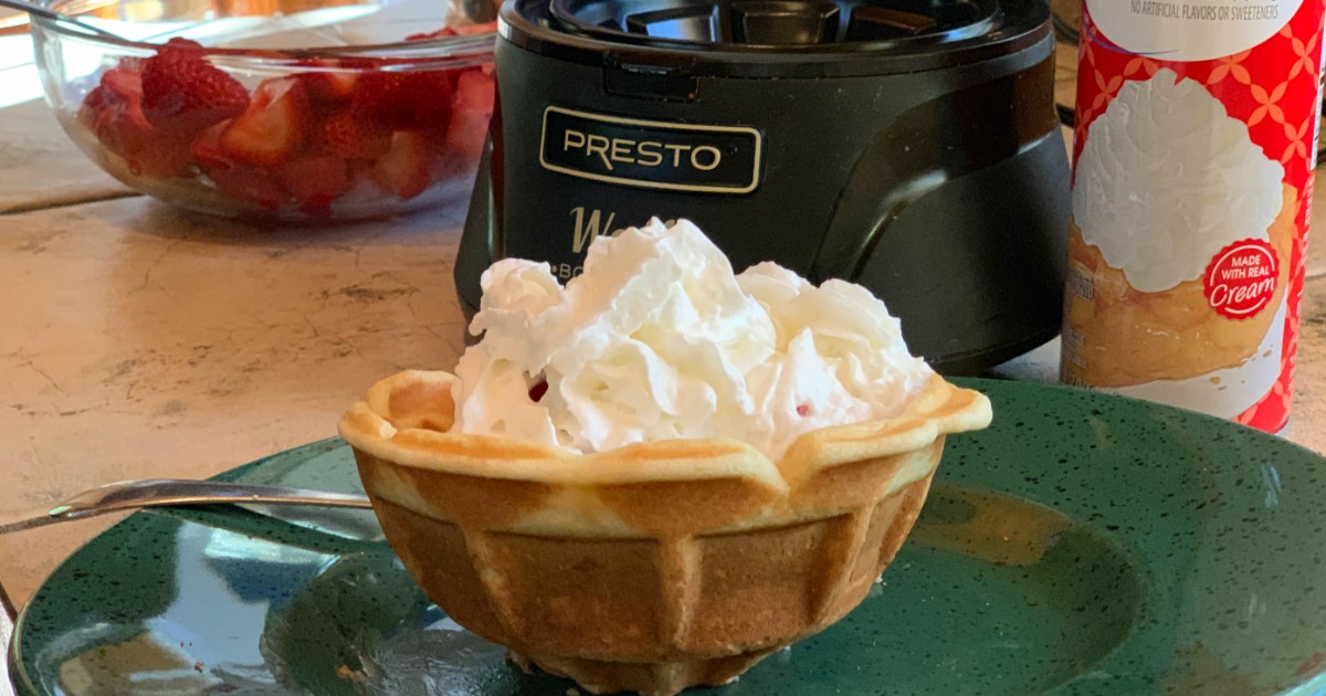 waffle bowl with whipped cream