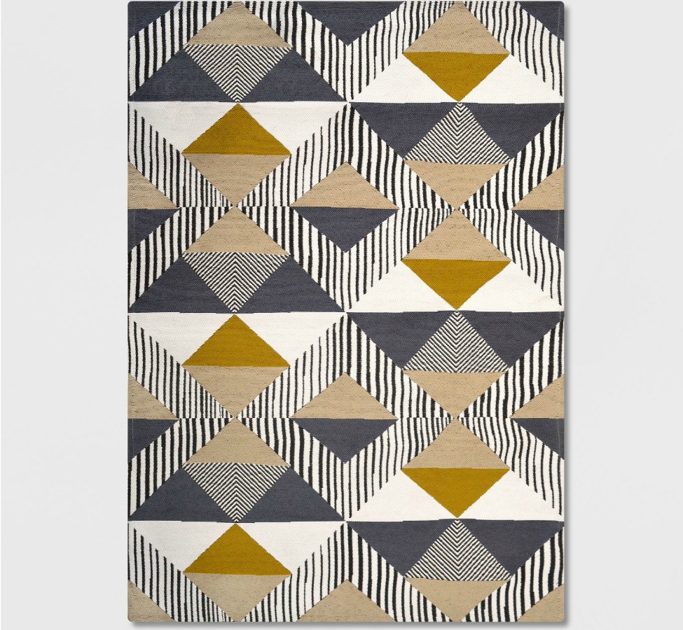 multi-colored area rug textured triangles