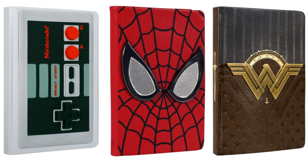 Nintendo Controller, Spider man and Wonder Woman Journals