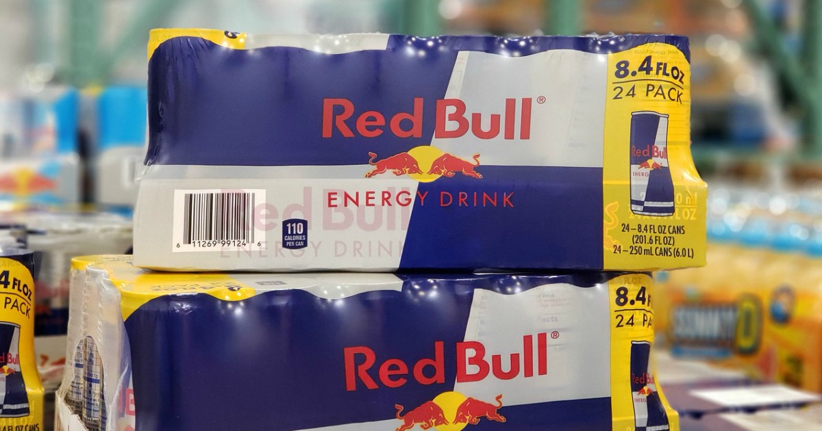 Red Bull 24 Packs stacked on one another
