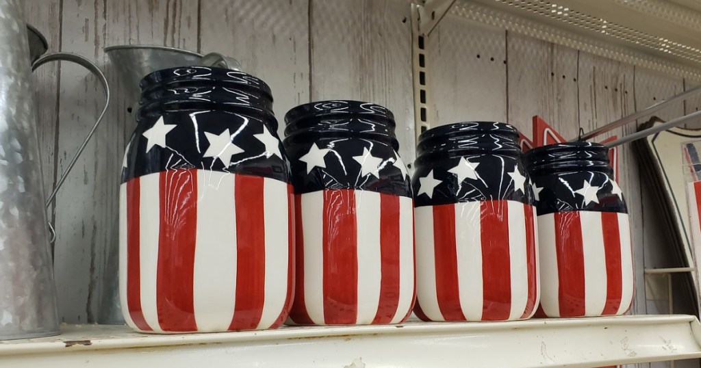 red white and blue mason jars at michaels