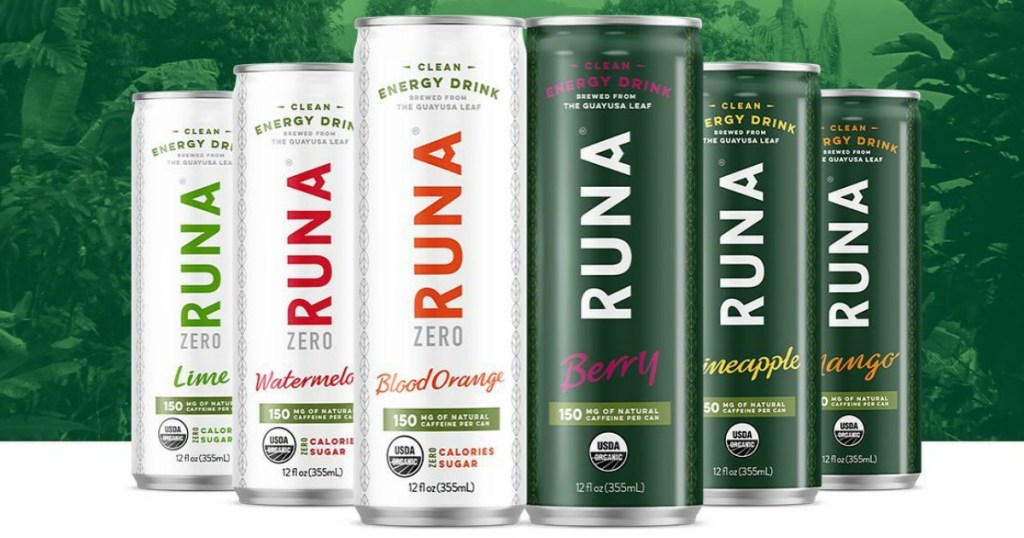various flavors of Runa Clean Energy Drinks