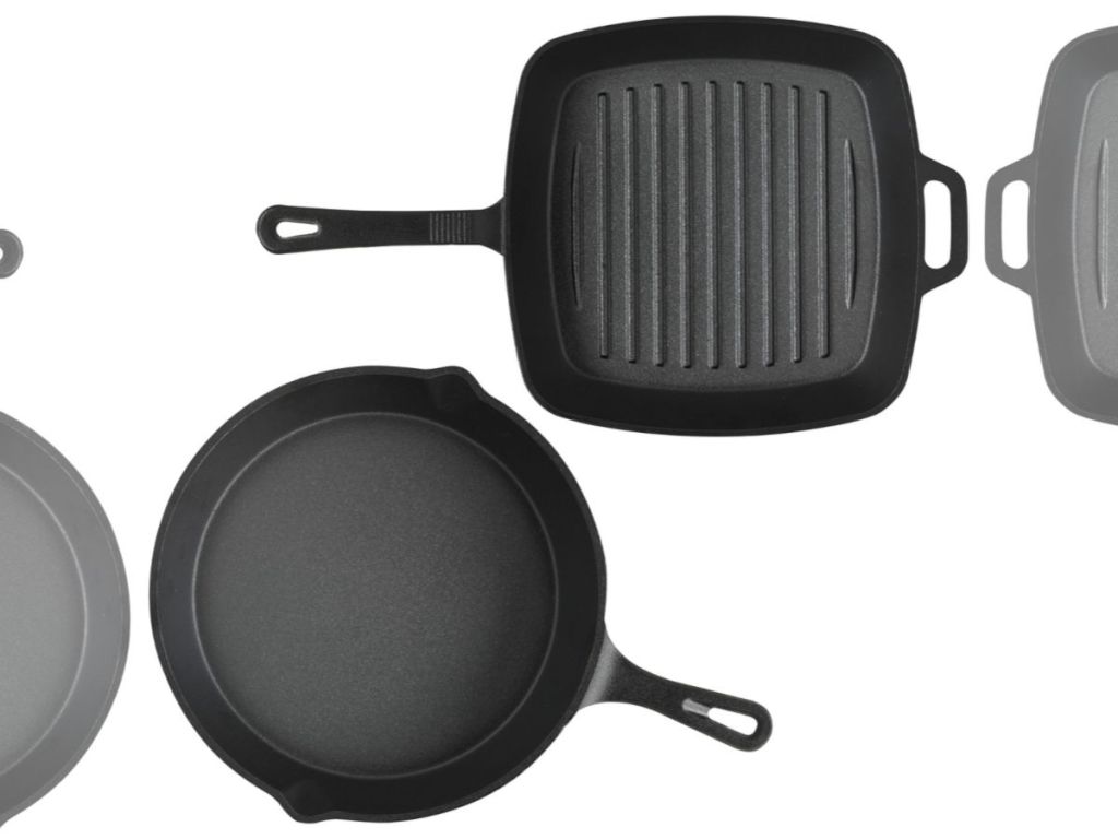 Sedona Cast Iron 10" Skillet with 10" Square Grill Set on white background