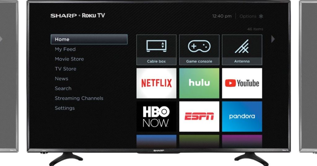 image of sharp roku tv with display on