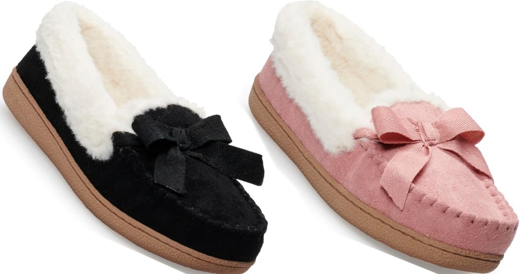 black and pink slippers