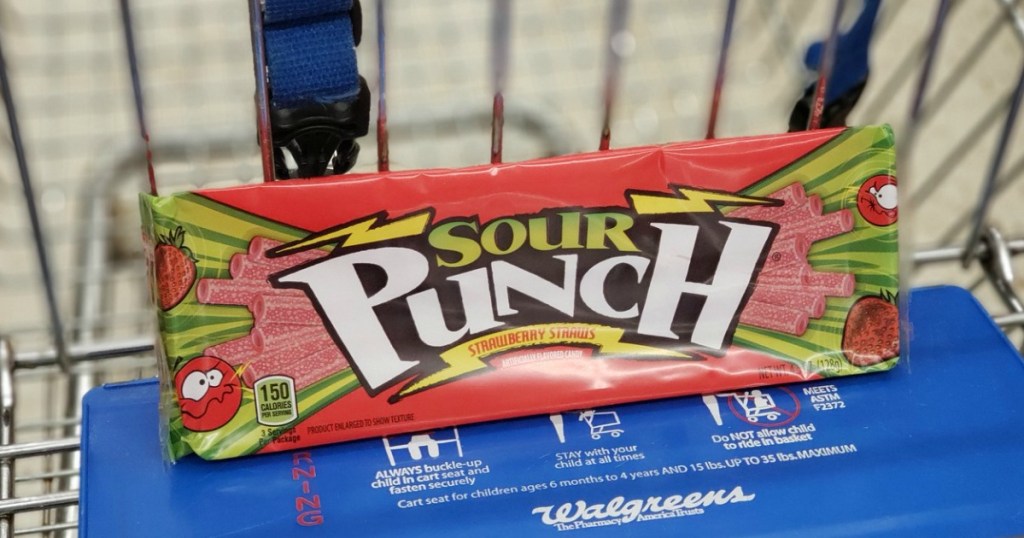 sour punch straws candy in cart at store