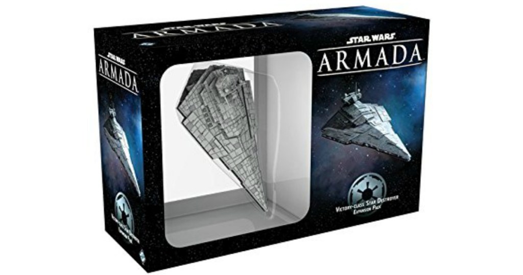 Black box with clear window showcasing the victory-class star destroyer 