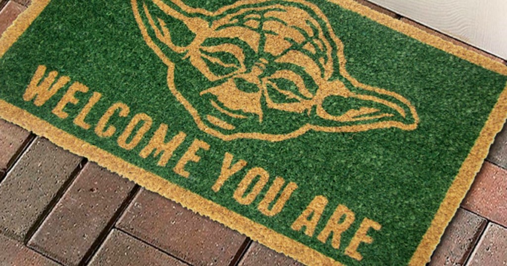 green Star Wars 'Welcome You Are' Door Mat with Yoda's face