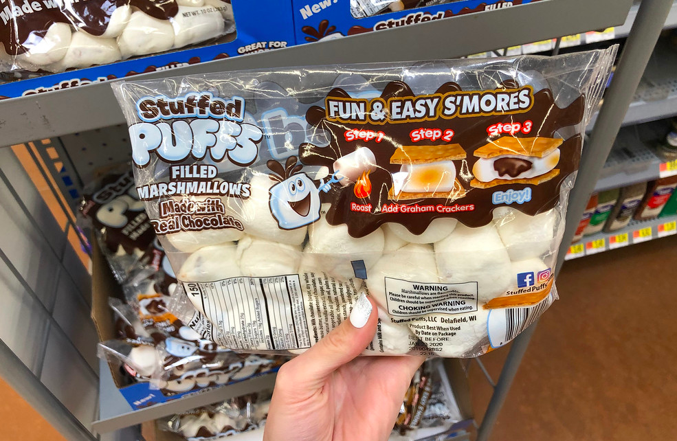 Stuffed Puffs Marshmallows package w/ S'mores directions