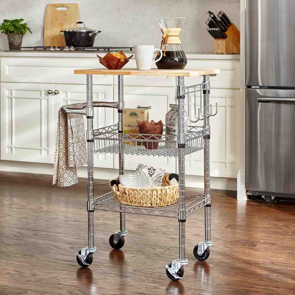 Kitchen Cart with Coffee Accessories