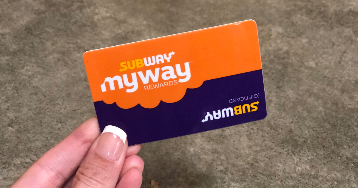 hand holding a Subway myway rewards card