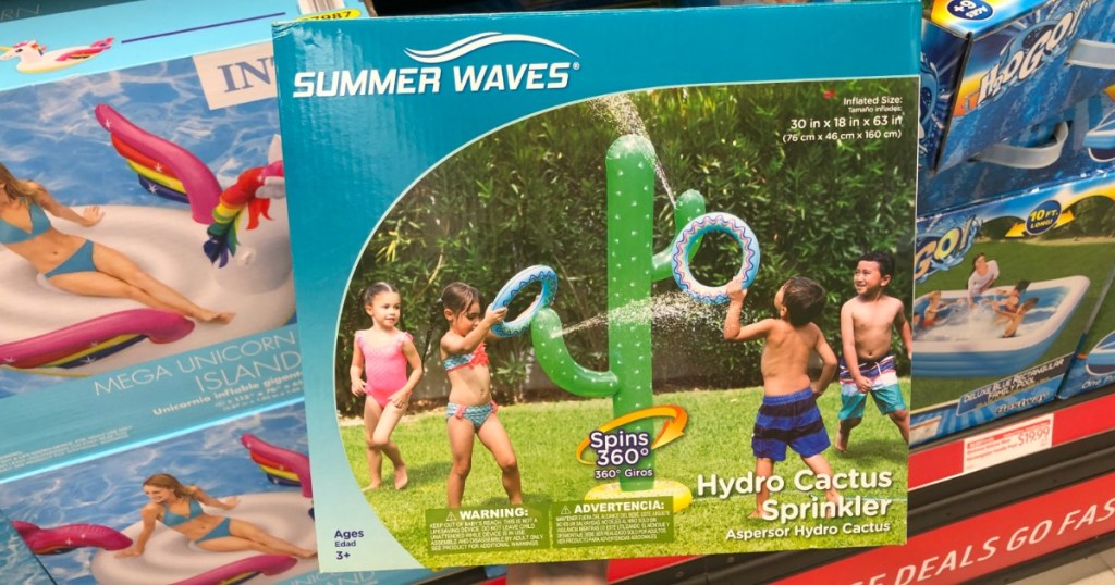 ALDI Shelf Display featuring Summer Waves Hydro Cactus Sprinkler