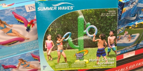 Fun Outdoor Finds at ALDI (Cactus Sprinkler, Stearns Puddle Jumpers, Pool Floats & More)