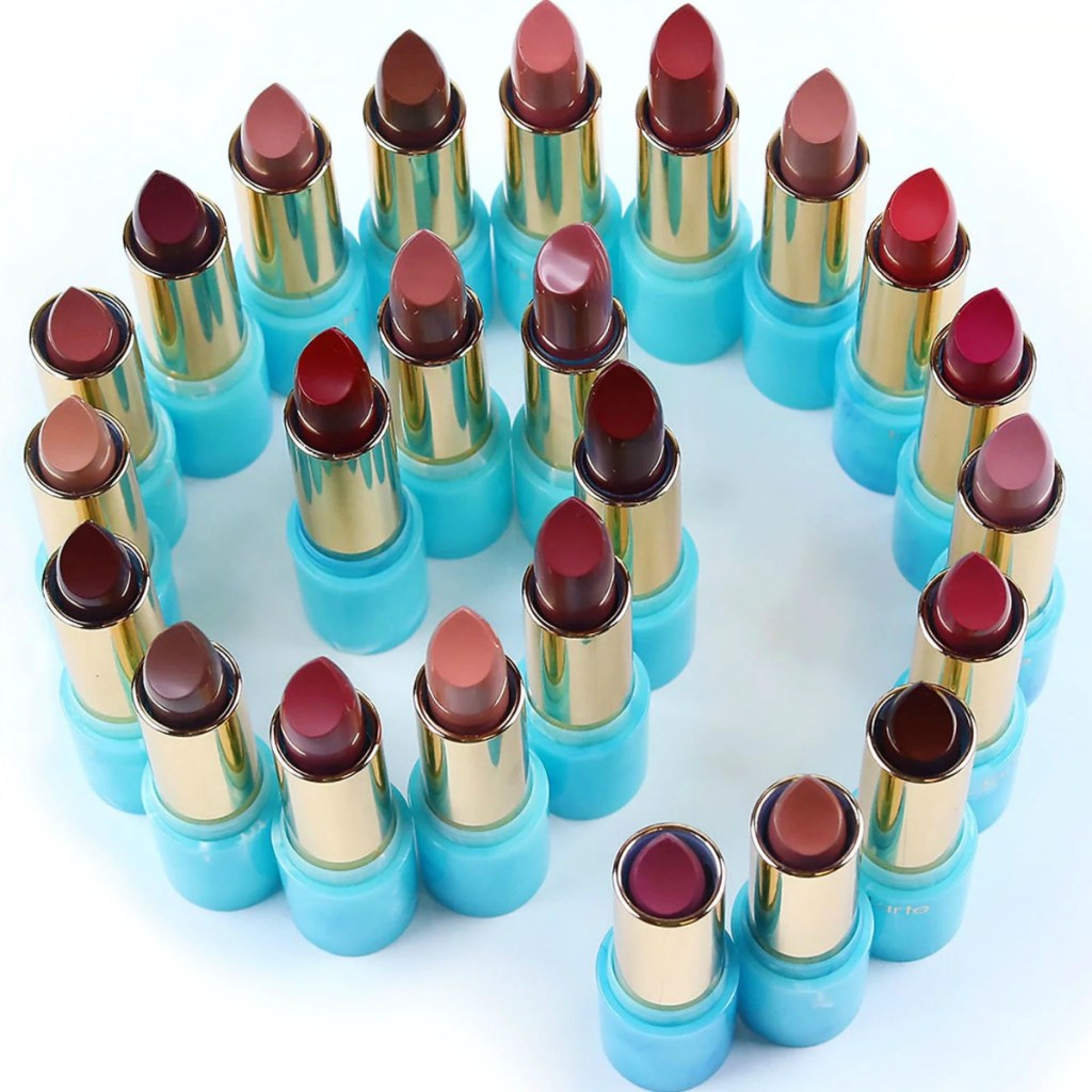 Row of lipsticks of various colors